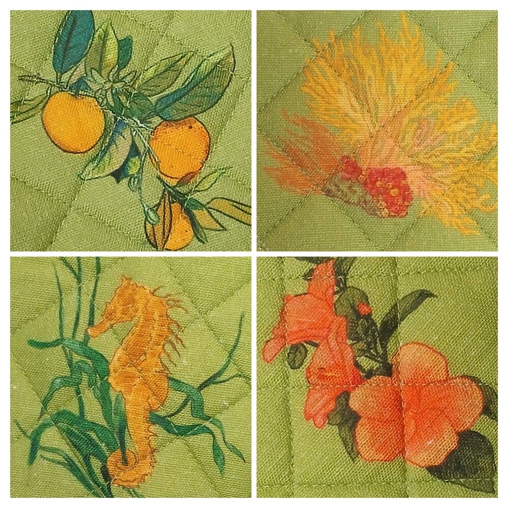 Coniglio Palm Beach Placemats Set Of 4 Reversible Tropical Print/ Green NWT $250 - Picture 6 of 16